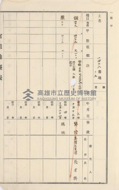 杉林庄官租地臺帳（二冊之內第二號）藏品圖，第443張