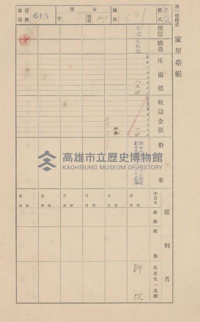 鳳山郡仁武庄翠屏村二之二家屋臺帳
（四冊之內第四號）藏品圖，第143張
