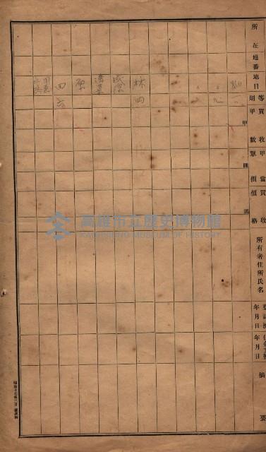 臺帖（土地）登記簿索引－高雄地方土地改良事業用地
（第壱次買收）藏品圖，第143張