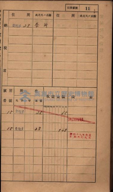 高雄州鳳山郡小港庄塩水港、中大厝、空地子
家屋稅名寄帳（一冊之內第一號）藏品圖，第43張