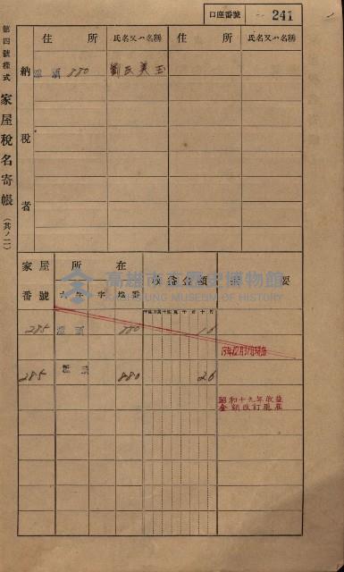高雄州鳳山郡林園庄潭頭家屋稅名寄帳
（二冊之內第二號）藏品圖，第43張