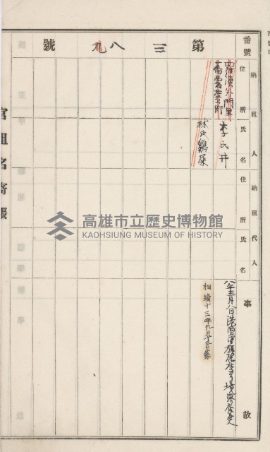 旗山街官租名寄帳（二之一）藏品圖，第44張