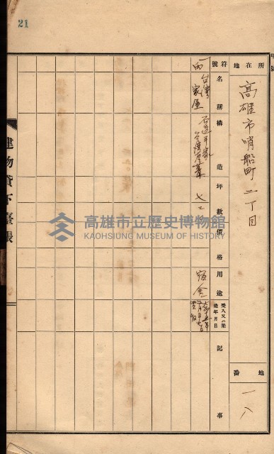 州所屬建物貸下臺帳（高雄州）藏品圖，第43張