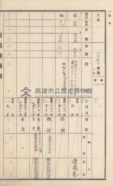 杉林庄官租地臺帳（二冊之內第二號）藏品圖，第343張