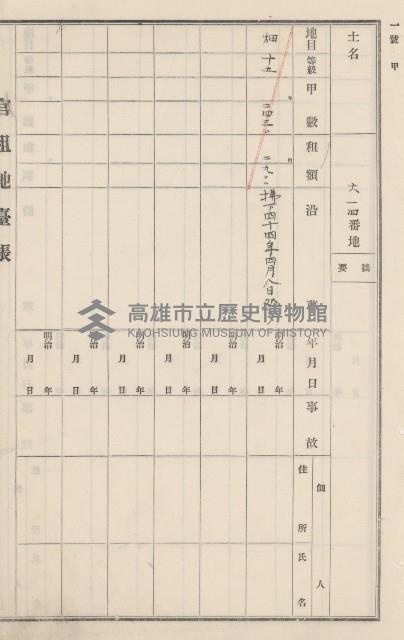 旗山街官租地臺帳（二冊之內第二號）藏品圖，第293張