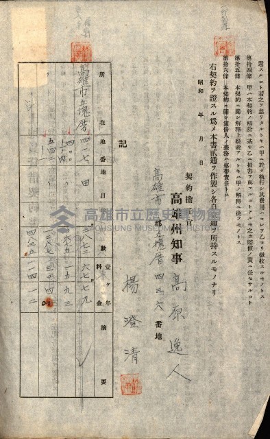 州有地貸付綴（高雄市）藏品圖，第498張
