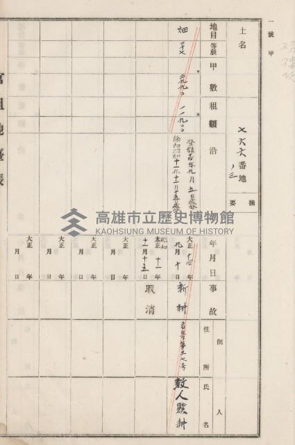 旗山街官租地臺帳（二冊之內第二號）藏品圖，第193張
