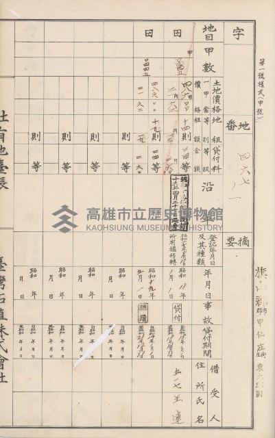 臺灣拓殖株式會社甲仙社有地臺帳（二之二）藏品圖，第93張