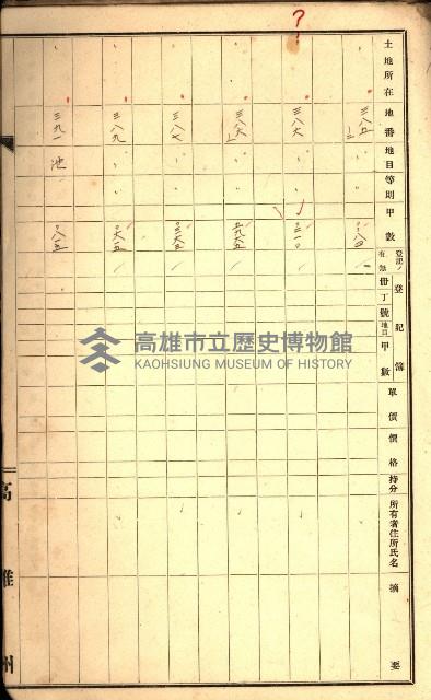 草衙重工業用地一筆限調書
（買收關係－卅八之七）藏品圖，第83張