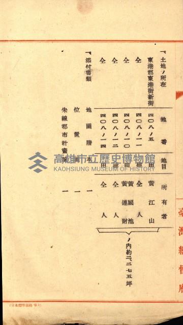 土地買ニ関スル收照會書類（臺灣總督府國有財產取扱規程第五條ニ依ル）藏品圖，第85張