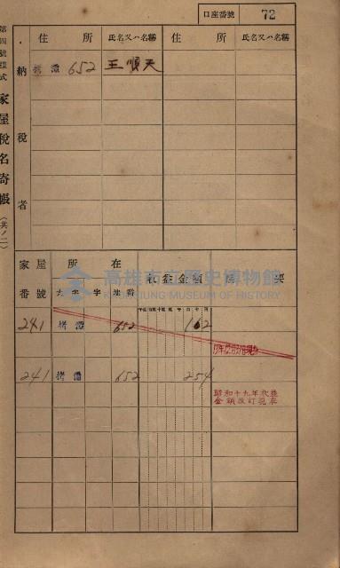 高雄州鳳山郡大寮庄拷潭家屋稅名寄帳
（二冊之內第一號）藏品圖，第83張