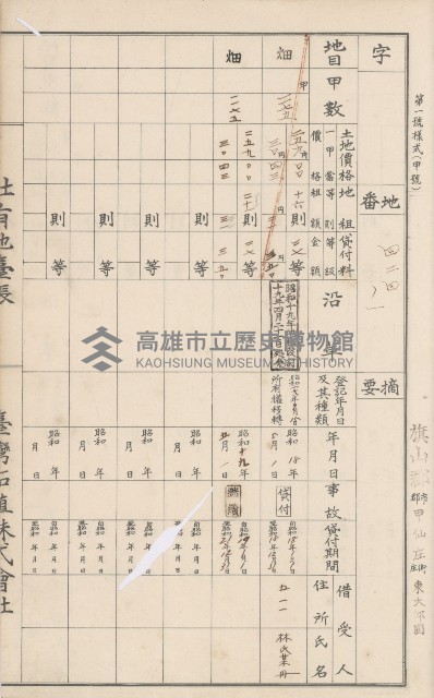 臺灣拓殖株式會社甲仙社有地臺帳（二之二）藏品圖，第83張
