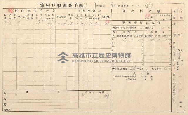 小港庄空地子、店子後家屋戶順調查手帳
（一冊之內一）藏品圖，第83張