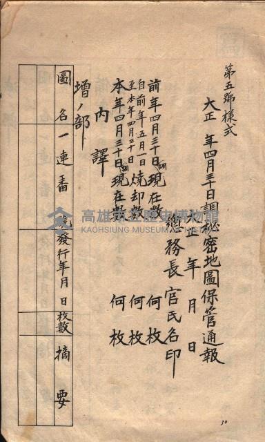 秘密地圖取扱ニ關スル令達（高雄州）藏品圖，第83張