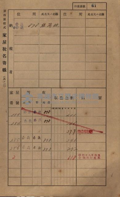 高雄州鳳山郡大寮庄赤崁家屋稅名寄帳
（三冊之內第一號）藏品圖，第83張