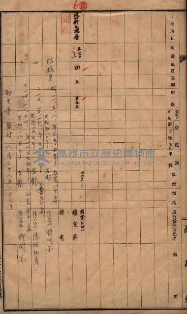 林德官、五塊厝宿舍用地買收調書
追加買收－州有財產
（林德官、五塊厝關係－九之一）藏品圖，第83張