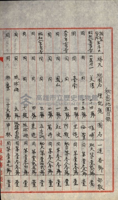 祕密地圖ニ關スル書類（高雄州）藏品圖，第740張