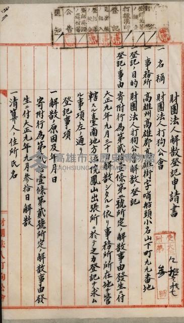 法人登記、申請書、通知書、屆書
附屬書類綴込帳
（申法第六號）藏品圖，第134張