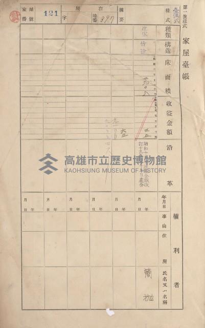 鳳山郡小港庄空地子家屋臺帳（一冊之內第一號）藏品圖，第133張