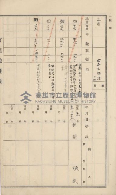 杉林庄官租地臺帳（二冊之內第一號）藏品圖，第133張