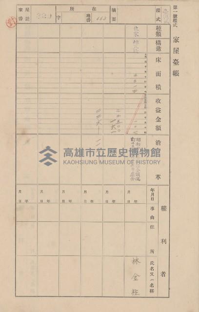 鳳山郡大寮庄翁公園家屋臺帳（三冊之內第二號）藏品圖，第133張