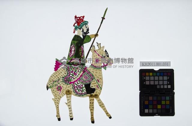 皮影戲偶全身男騎-老武淨騎梅花鹿藏品圖，第1張