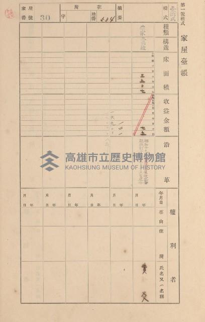 鳳山郡大寮庄拷潭家屋臺帳（一冊之內第一號）藏品圖，第33張