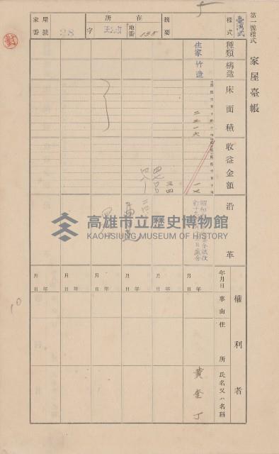 鳳山郡林園庄王公廟家屋臺帳（三冊之內第一號）藏品圖，第33張