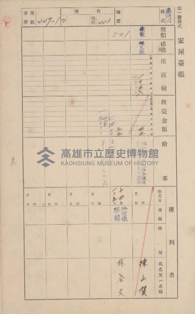 鳳山郡鳥松庄田草埔家屋臺帳
（二冊之內第二號）藏品圖，第33張
