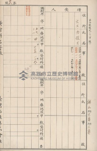 臺灣拓殖株式會社六龜貸付料名寄帳藏品圖，第33張