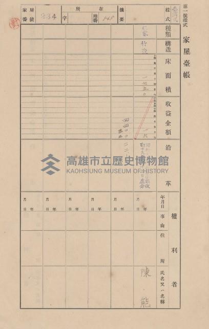 鳳山郡大寮庄翁公園家屋臺帳（三冊之內第二號）藏品圖，第33張