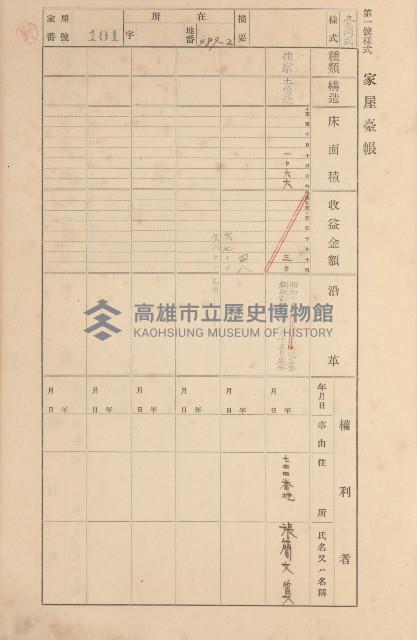 鳳山郡大寮庄拷潭家屋臺帳（一冊之內第一號）藏品圖，第73張