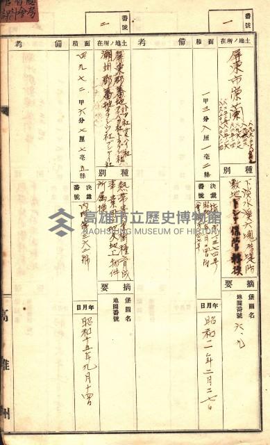 官有特種林野臺帳（高雄州）藏品圖，第73張