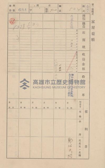 鳳山郡仁武庄翠屏村二之二家屋臺帳
（四冊之內第四號）藏品圖，第168張