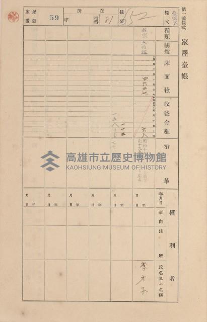 鳳山郡小港庄空地子家屋臺帳（一冊之內第一號）藏品圖，第68張