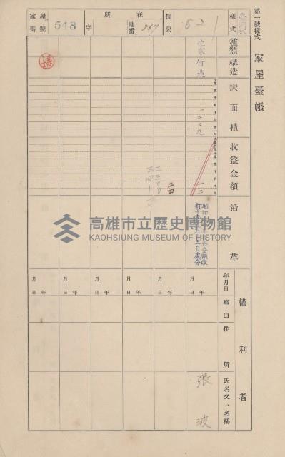 鳳山郡仁武庄翠屏村二之二家屋臺帳
（四冊之內第四號）藏品圖，第68張