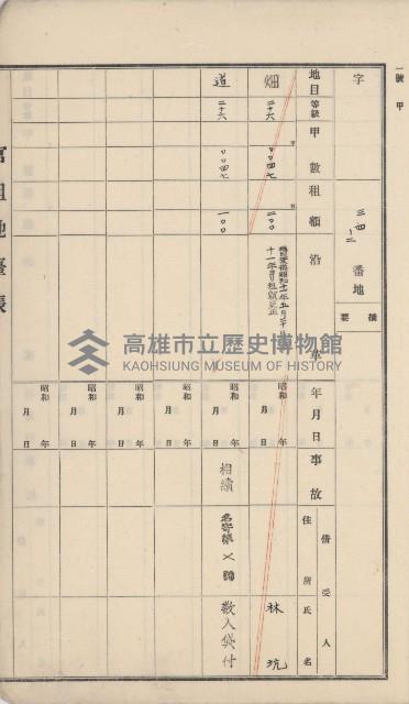 岡山街官租地臺帳（第六號）藏品圖，第68張