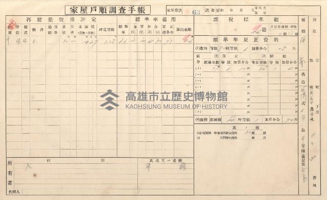 小港庄空地子、店子後家屋戶順調查手帳
（一冊之內一）藏品圖，第68張