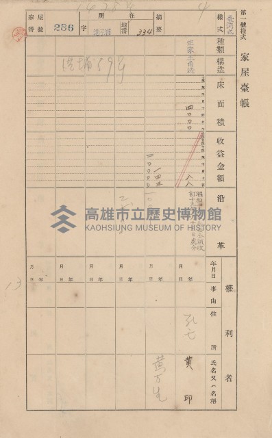 鳳山郡林園庄港子埔家屋臺帳（三冊之內第二號）藏品圖，第68張