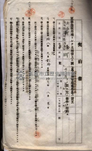 海軍土地借上契約書
（施設部長印捺印済）藏品圖，第368張