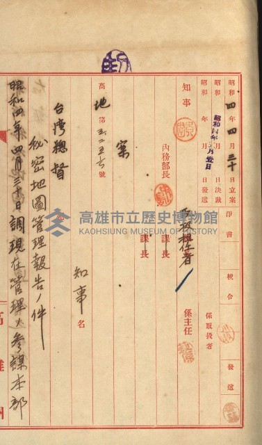祕密地圖ニ關スル書類（高雄州）藏品圖，第229張