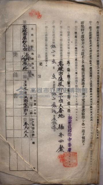 海軍土地借上契約書
（施設部長印捺印済）藏品圖，第528張