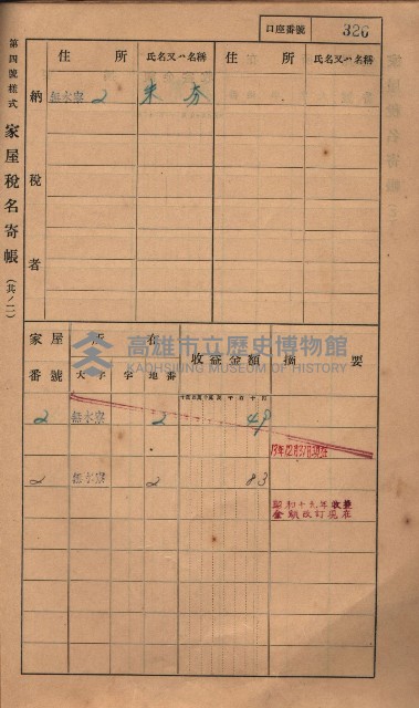 高雄州鳳山郡大樹庄無水寮家屋稅名寄帳
（二冊之內第二號）藏品圖，第128張
