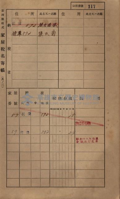 高雄州鳳山郡大寮庄拷潭家屋稅名寄帳
（二冊之內第一號）藏品圖，第128張