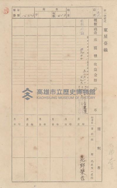 鳳山郡大樹庄九曲堂家屋臺帳（二冊之內第一號）藏品圖，第128張