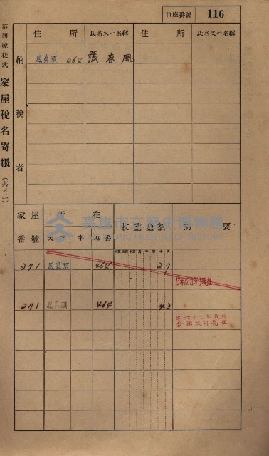 高雄州鳳山郡小港庄鳳鼻頭家屋稅名寄帳
（一冊之內第一號）藏品圖，第128張