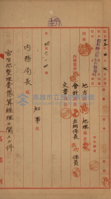 官有地整理費豫算關係書類
（地理系）藏品圖，第129張