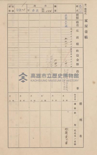 鳳山郡大寮庄赤崁家屋臺帳（四冊之內第一號）藏品圖，第28張