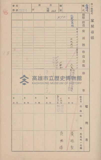 鳳山郡鳥松庄田草埔家屋臺帳
（二冊之內第二號）藏品圖，第28張