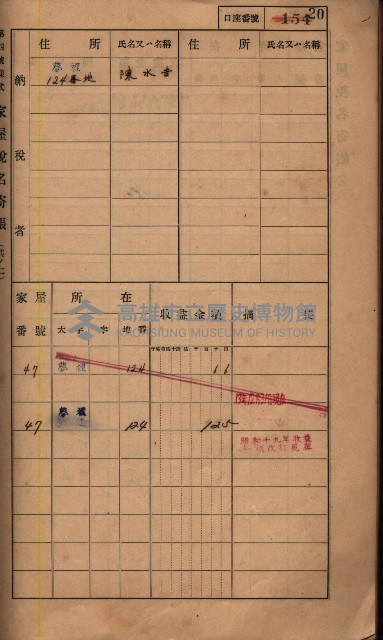 高雄州鳳山郡鳥松庄夢裡、崎子脚、十九灣家屋稅名寄帳
（一冊之內第一號）藏品圖，第28張